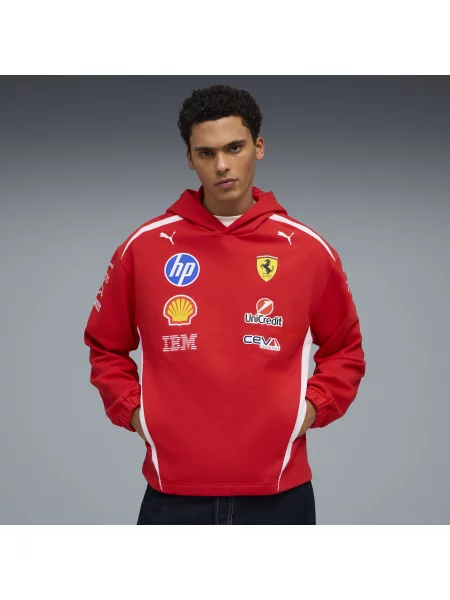 PUMA bluza z kapturem Scuderia Ferrari HP Replica Drivers Authentic Akcesoria S czerwony