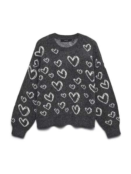 VERO MODA Pulover VMDOFFY gri închis alb