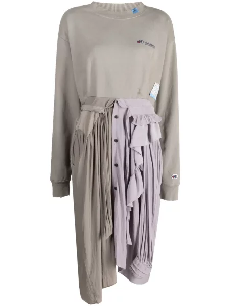 Rochie midi Maison Mihara Yasuhiro cu broderie până la genunchi de costum gri