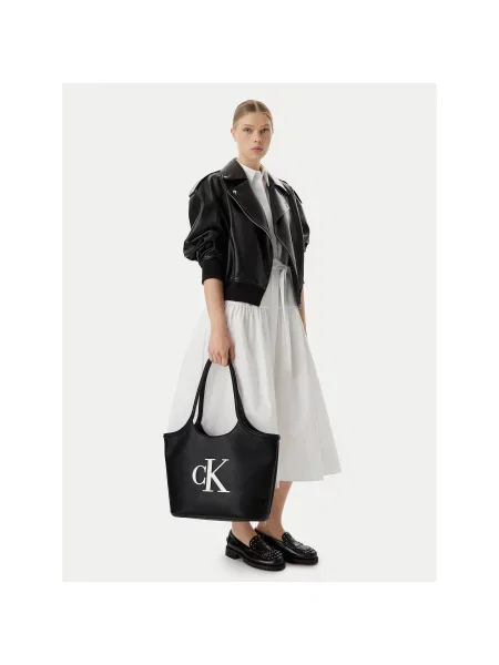 Geantă Calvin Klein Bold Ck Negru alb
