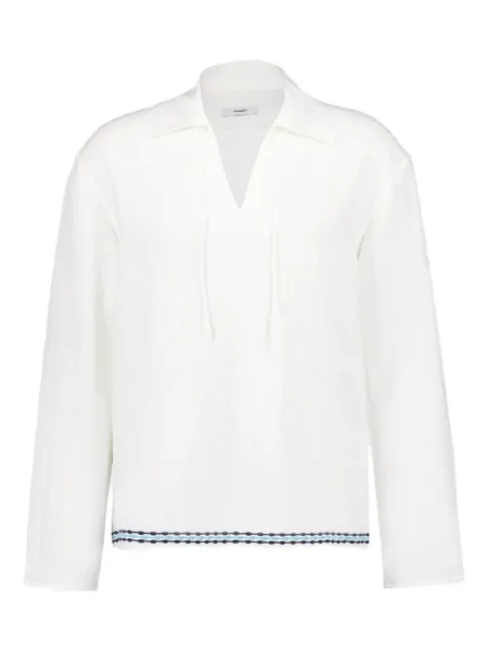 Košile Commas s výšivkou s vázáním bílá