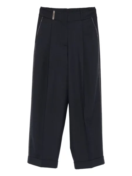 Pantaloni Peserico cu dungi plisate albastru