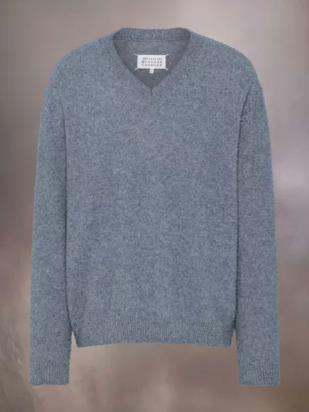 Pulover Maison Margiela cu decolteu în V albastru