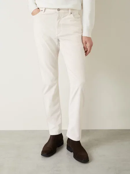 Zegna Manšestrové Kalhoty Slim Fit krémová