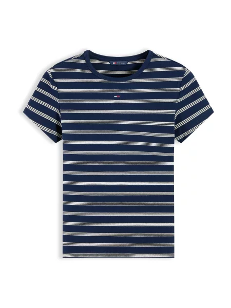 Tommy Jeans Tricou ESSENTIAL albastru închis alb