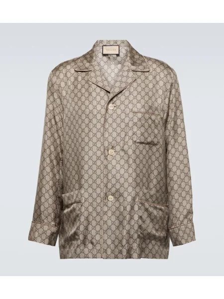 Копринена риза Gucci бежово