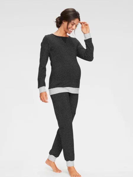 VIVANCE Pijama negru alb