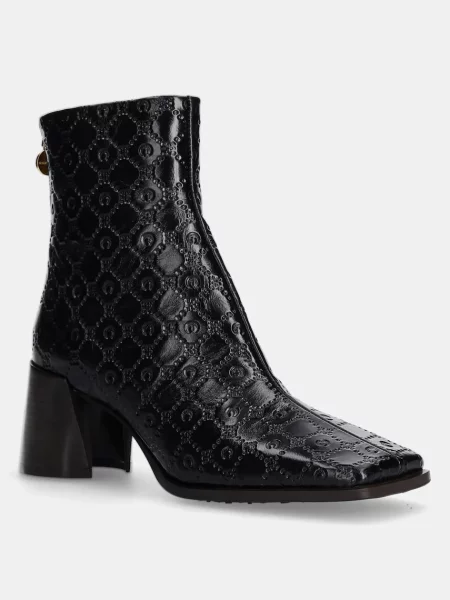 Marine Serre cizme de piele Moonogram Embossed Leather Ms Block femei cu drept negru
