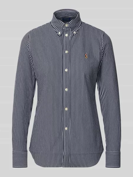 Bluzka koszulowa o kroju regular fit z czystej bawełny Polo Ralph Lauren granatowa