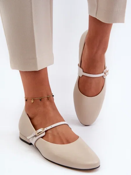 Kožené baleríny Laura Messi béžové