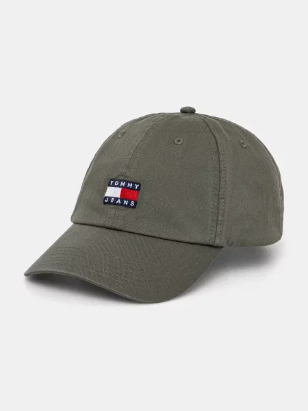 Шапка с козирка Tommy Jeans с апликация зелено
