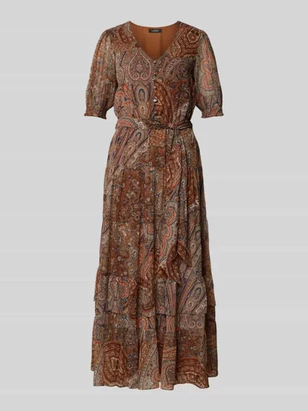 Długa sukienka z dekoltem w serek model ‘JEHONATHAN’ Lauren Ralph Lauren