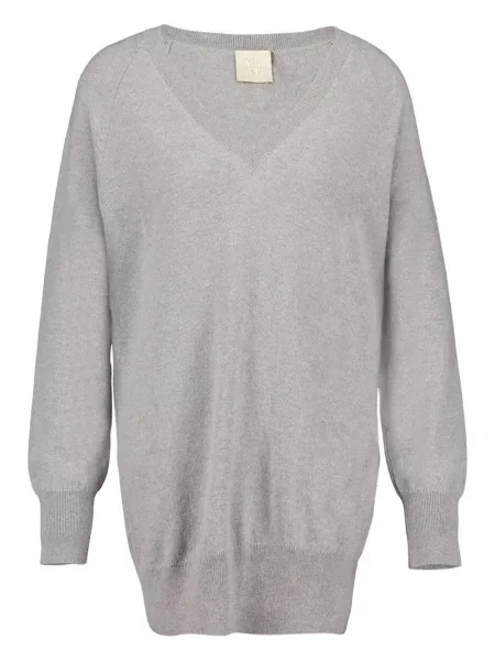 Pulover Paula din cașmir cu decolteu în V gri