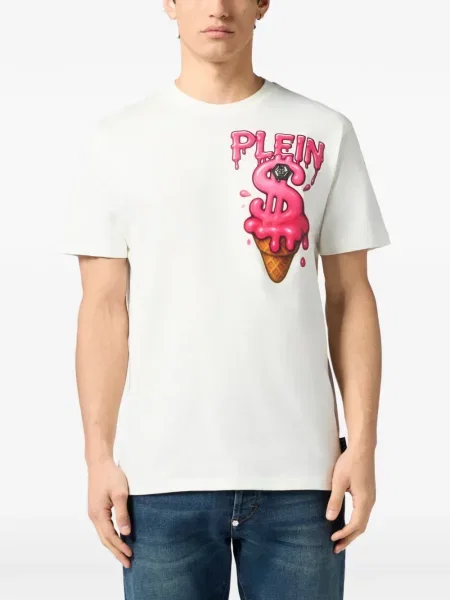 Tricou Philipp Plein cu decolteu rotund alb