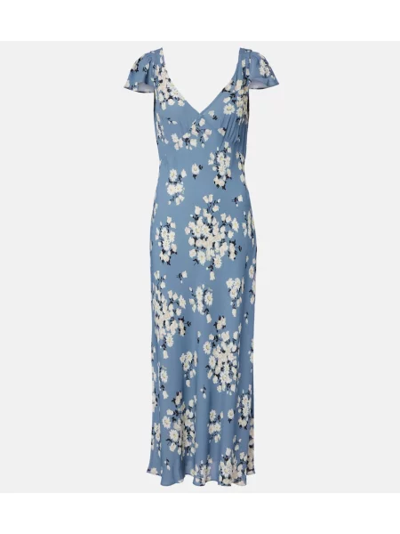 Rochie midi Rixo cu model floral albastru