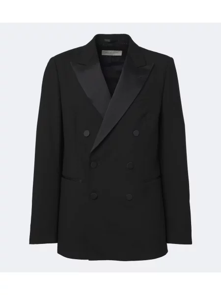 Sacou Dries Van Noten de lână cu două rânduri de nasturi negru
