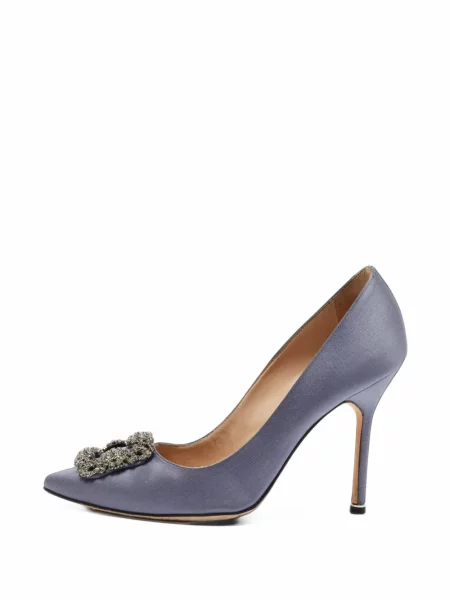 Pantofi cu toc Manolo Blahnik cu cataramă albastru