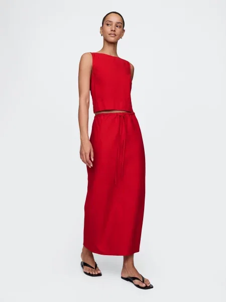Sukienka midi Gap do kolan czerwona