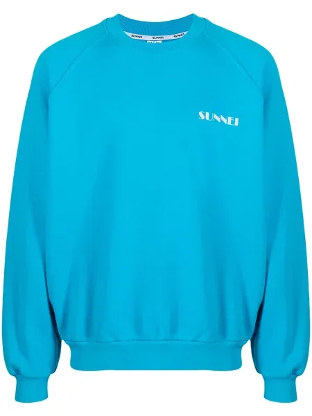 Hanorac crewneck Sunnei cu imagine albastru