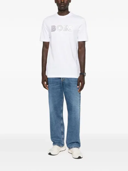 Tricou Boss cu autograf alb