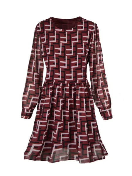 Rochie Pri cu imprimeu geometric de costum negru