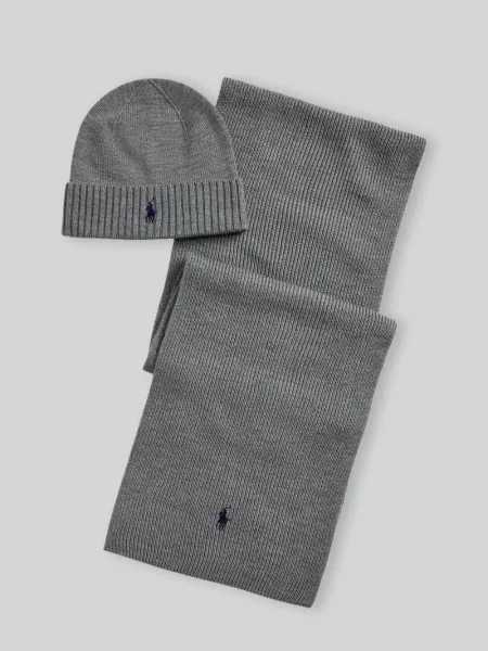 Zestaw szalik i czapka Polo Ralph Lauren szara