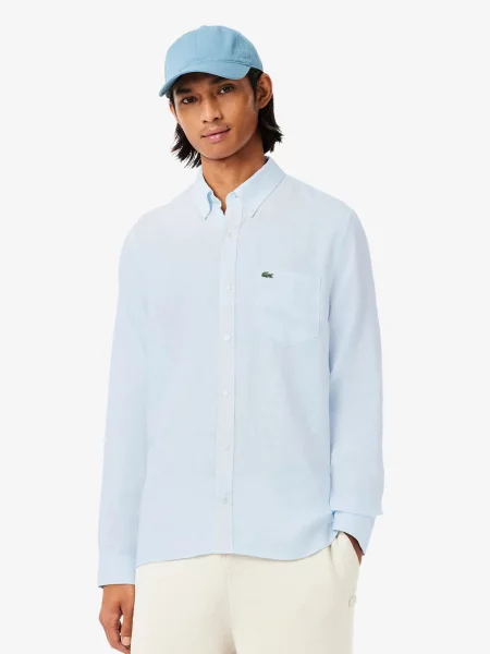 Лляна сорочка Lacoste блакитна