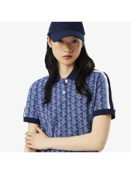 Lacoste Sukienka Polo O Dopasowanym Kroju Z Żakardowym Monogramem niebieska
