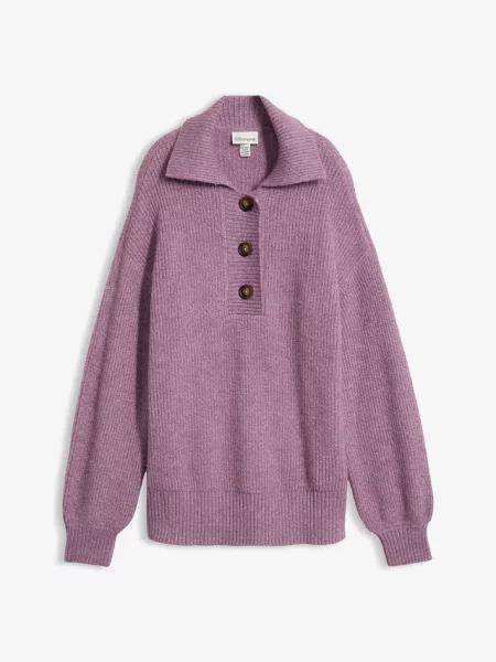 Sweter ze stójką z mieszanki bawełny fioletowy