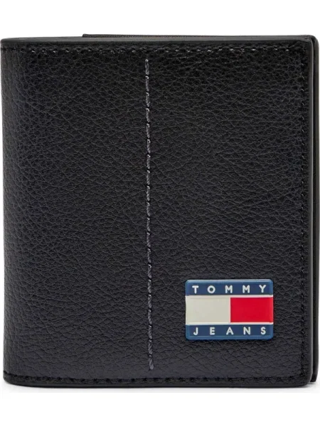 Tommy Jeans De piele portofel TJM HERITAGE negru