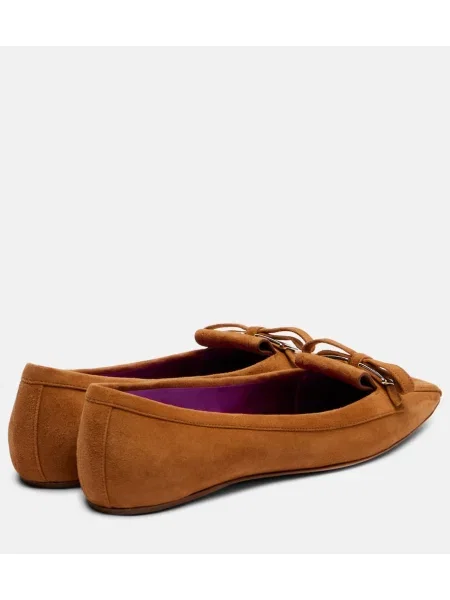 Balerini Roger Vivier din piele de căprioară maro