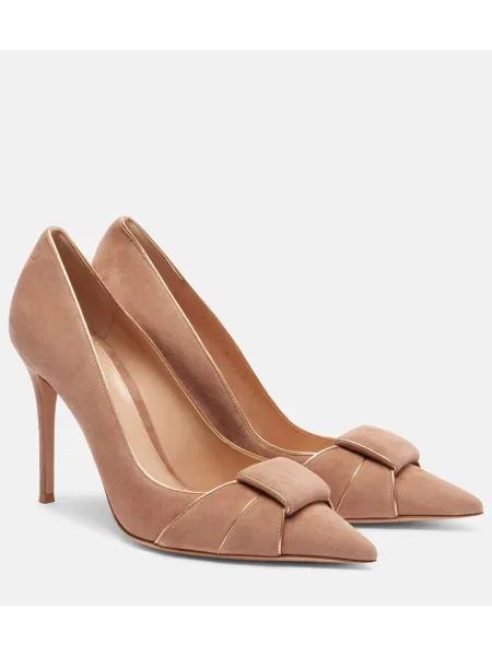 Pantofi cu toc Gianvito Rossi din piele de căprioară roz