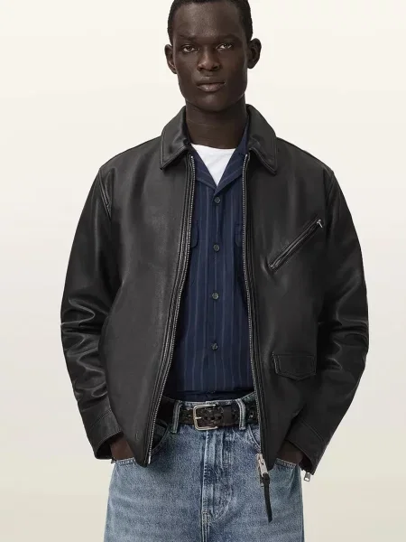 AllSaints bunda kožená ARTO černá