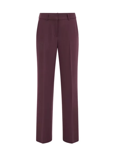 WE Fashion Pantaloni cu dungă vin roșu