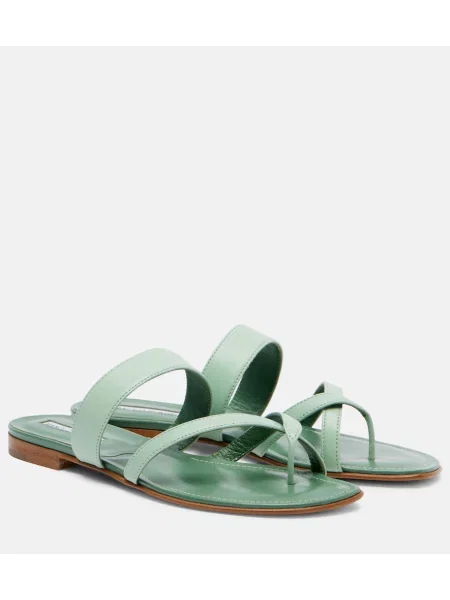 Chiloți tanga Manolo Blahnik din piele verde