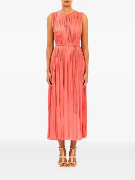 Rochie midi Ulla Johnson plisată până la genunchi de costum portocaliu