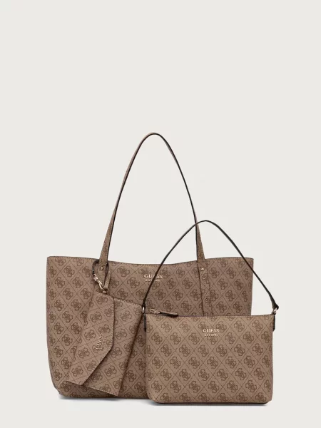 Guess geantă shopper pentru femei cu imitație de piele BRENTON bej