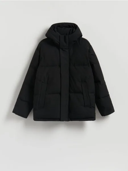 Reserved Geacă matlasată cu glugă negru