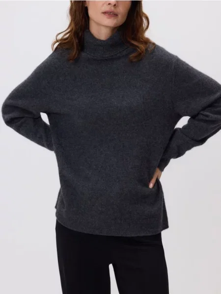 Reserved Pulover cu conținut ridicat de lână și adaos de cașmir gri-închis gri