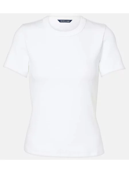 Tricou Veronica Beard din jerseu alb