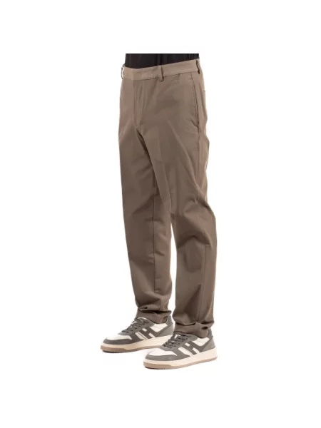 Spodnie Emporio Armani z twillu z logo brązowe