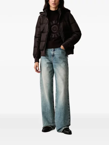 Pulover Armani Exchange cu broderie maro