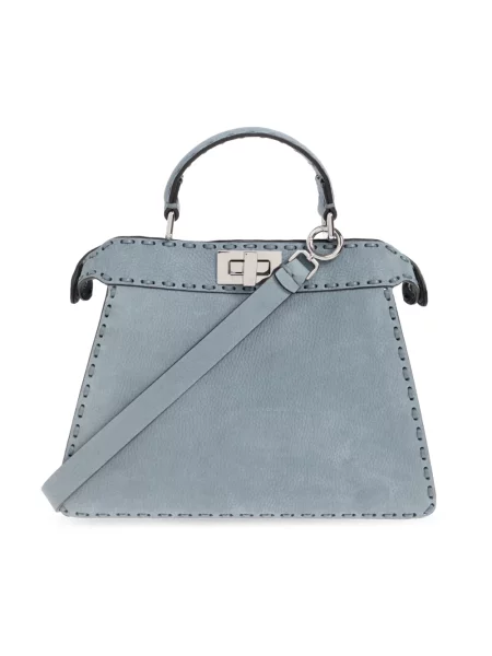 Torebka Fendi Peekaboo skórzana niebieska