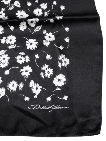Μεταξωτός φλοράλ κασκόλ Dolce & Gabbana με σχέδιο μαύρο