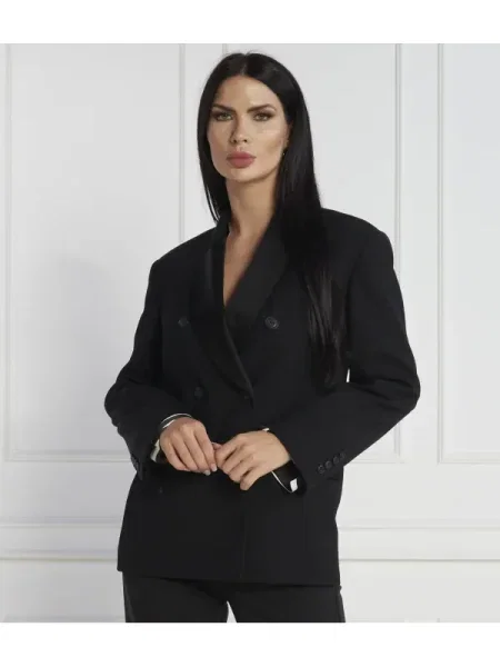 Pinko Sacou cu adaos de lână negru