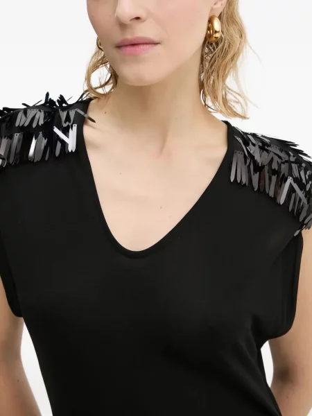 Rochie maxi Bruuns Bazaar cu paiete cu decolteu în V de costum negru