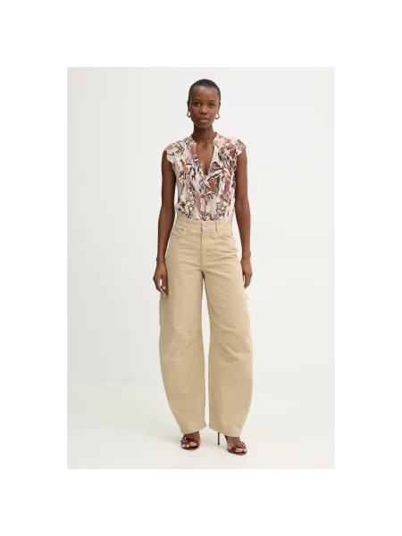 Patrizia Pepe jeansy relaxed fit beżowe