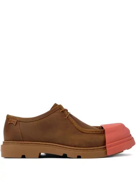 Czapka z daszkiem Camper sznurowana skórzana brązowa