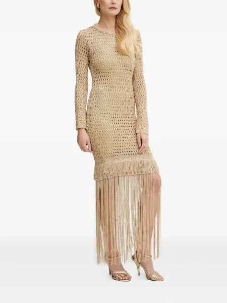 Mała sukienka mini Simona Corsellini z frędzli garniturowa