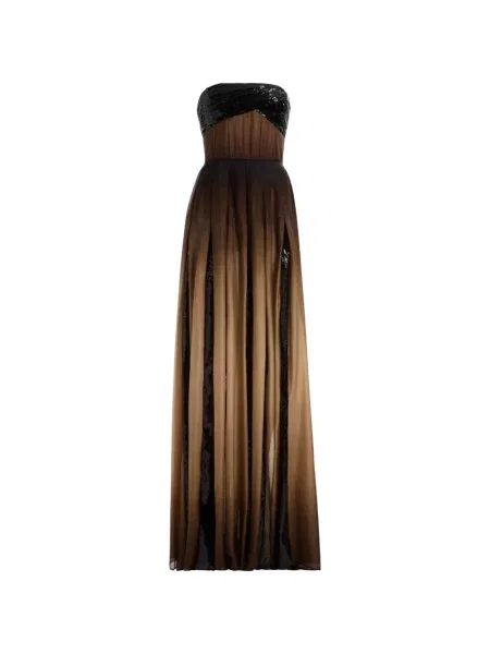 Rochie maxi Elie Saab cu paiete cu gradient maro